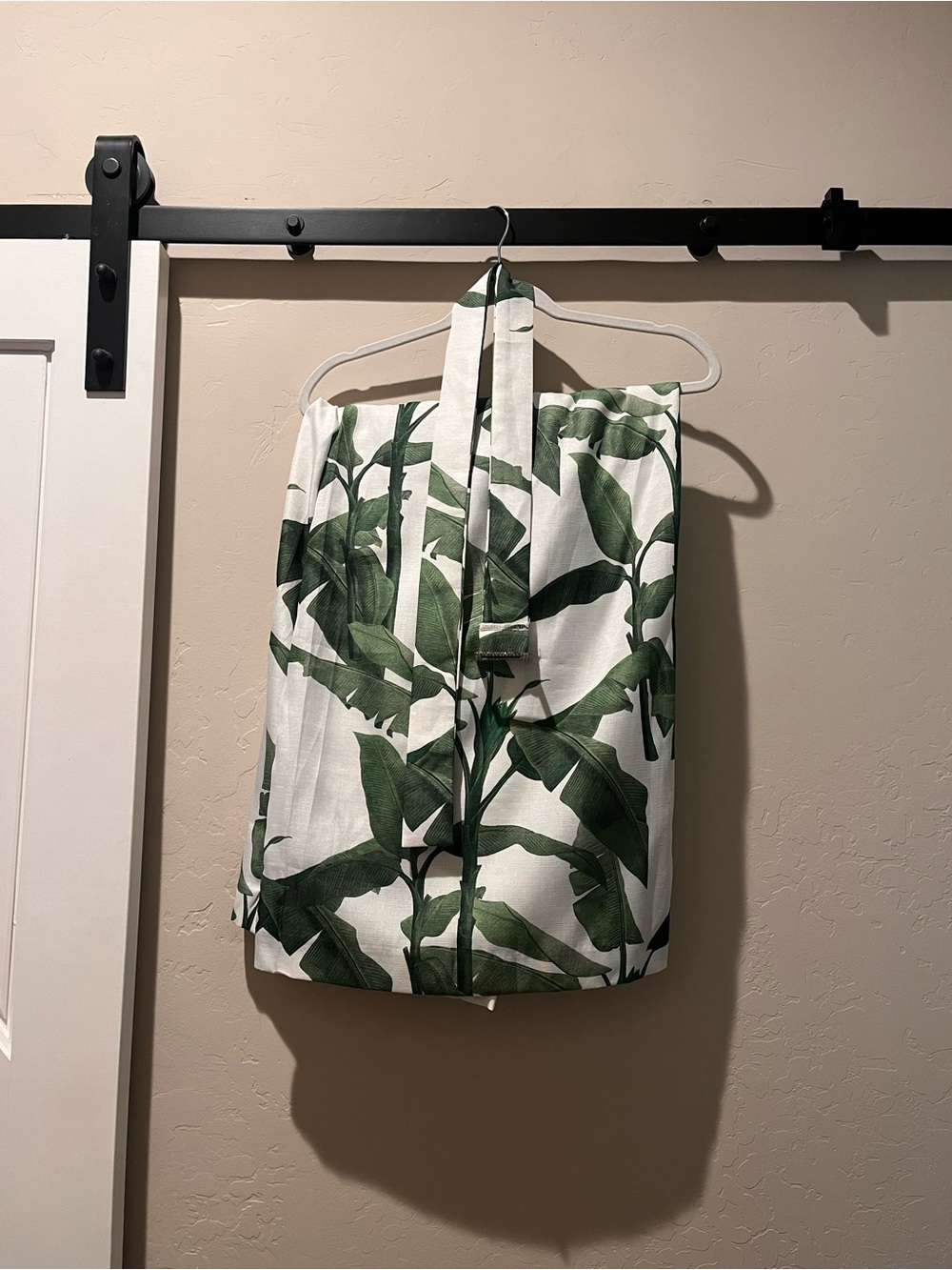 Fashion Nova White Halter Tunic with Green Leaf Print